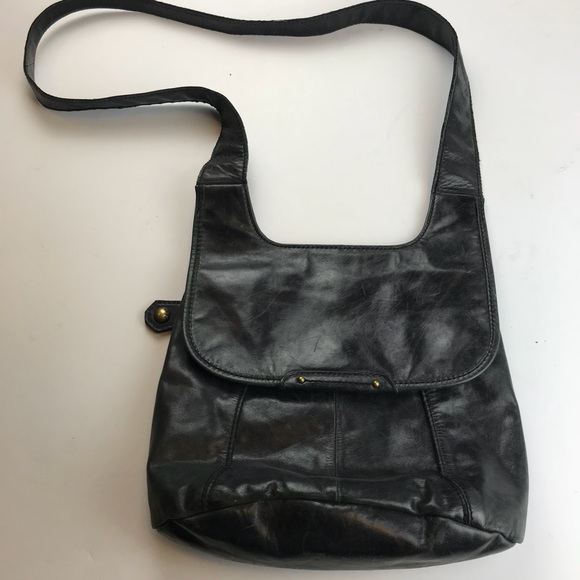Black Leather Crossbody Purse 